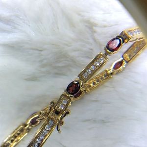 STER 925 GARNET TENNIS BRACELET